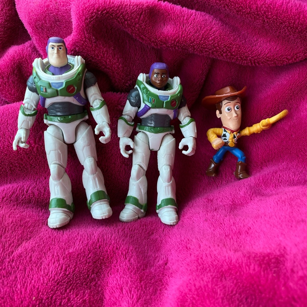 Vintage 1990s Toy Story Mini Action Figures Set - Buzz Lightyear and Woody 3”-5”